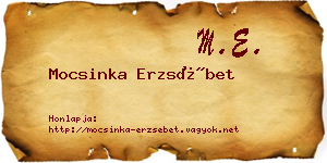 Mocsinka Erzsébet névjegykártya
